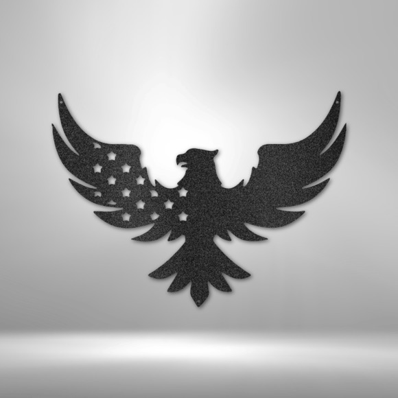 Patriotic Eagle Steel Sign Laser Cut Powder Coated Home & Office Metal Wall Deco